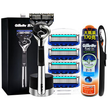 吉列引力盒锋隐致顺磁力刀架手动剃须刀锋利锋速5刀片刮胡刀生日礼盒五层刀片 致顺引力盒1刀架5刀头+磁力座+海洋啫喱+硅胶套