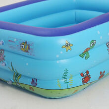 奎茗 儿童充气游泳池pvc充气水池大型成人户外游泳池 1.96米三环长方印花水池196*143*60cm