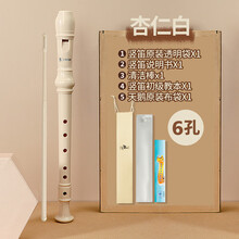 天鹅竖笛8孔高音C调德式乐器初学入门/6孔小学生儿童六孔八孔直笛子 杏仁白【6孔】帆布袋+说明书+清洁棒