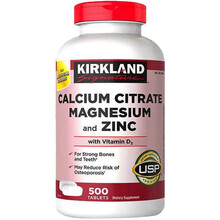 Kirkland 柯克兰柠檬酸+钙镁锌 美国原装进口可兰钙片含维生素D3 成人中老年儿童补钙强健骨骼 500粒*1瓶