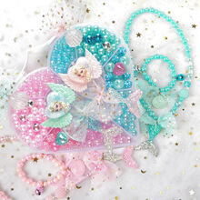 珠子DIY儿童手工串珠材料包冰雪奇缘穿项链公主玩具爱莎女孩饰品 高亮爱心盒双色蕾丝美人鱼