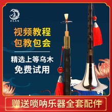宏艺凤鸣唢呐乐器专业黑檀乌木唢呐精品民族风吹奏配件全套可定制 精品乌木降E白碗+礼品+圆包