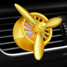 车载小飞机风扇 车载香水汽车内饰品空调出风口小风扇旋转车上装饰品香薰持久清香 炫彩金【带灯】 桂花【香片5个】