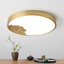 好艺家 新中式吸顶灯卧室灯简约现代温馨大气家用led阳台儿童灯超薄圆形灯具 40CM铜本色