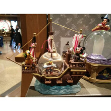 迪士尼Disney玩具上海迪士尼公主米奇米妮亮片玻璃水晶球八音盒生日礼物 迪士尼加勒比海盗玻璃水晶球