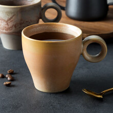 瓷彩美（CECEME）日式陶瓷咖啡杯子马克杯 创意情侣早餐杯家用牛奶杯麦片茶杯 黄色-咖啡杯