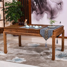 寻古红木家具非洲鸡翅木（学名：非洲崖豆木）茶桌椅组合实木中式喝茶台乌金石茶海茶艺桌泡茶桌子办公室茶桌 单桌：长158*宽86*高75cm