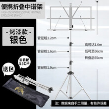 乐谱架琴架便携式吉他古筝架子鼓曲谱架支架可升降折叠歌谱架子 【高至1.6米】中号谱架银色【标准款】【送谱架包】