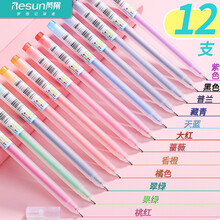 芮翔 12支彩色中性笔学生用清新糖果色韩版记录标记重点水笔彩色笔做笔记手账笔0.5mm全针管 12支12色套装