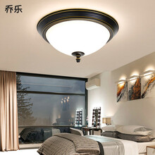 超市	乔乐 LED吸顶灯个性创意美式灯 现代简约铁艺儿童房圆形卧室北欧阳台过道玄关走廊书房欧式灯饰 直径30CM（配18W三色光源）适用5-10平