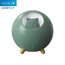 虹之晨（HZCECO-HOPE） USB加湿器迷你矿泉水瓶盖低音家办公便携小型空气加湿器 插电版/星球猫绿