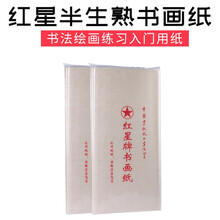 红星宣纸红星书画纸 四尺六尺书画纸毛笔书法入门练习纸套皮纸加厚国画山水写意生宣半生熟100张 【新品】四尺书画纸（半生半熟）