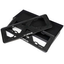 车牌架框 纯碳纤维牌照框架牌照架小车保时捷奔驰宝马奥迪汽车牌照套前后一对装 蓝牌雷克萨斯/对【真碳纤维】一对装