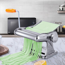 拜杰面条机手动面条机家用小型擀面机不锈钢压面机饺子皮机曲面银色三刀BJT-5 银色曲面两刀