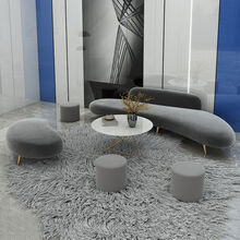 幕欧(MUOU)简约现代办公沙发茶几组合创意休闲办公室沙发 2.0米+脚踏+茶几+圆凳*3