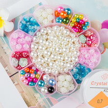 儿童串珠手工diy制作材料宝石玩具手链项链女孩穿珠礼物益穿珠子 梅花盒珍珠套装 加材料包