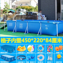 支架游泳池 成人大型泳池儿童超大家用家庭免婴儿充气游泳池户外折叠加厚水池圆形鱼池六一儿童节礼物 网格内壁4.5x2.2x0.84米(豪华礼包)