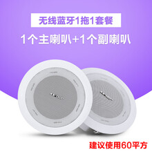 先科 S3-1无线蓝牙吸顶音响喇叭套装天花吊顶店铺专用公共广播家用餐厅超市室内智能背景音乐嵌入式音箱 1拖1（1个主喇叭+1个副喇叭） 官方标配