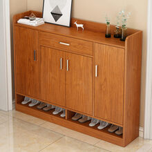 普派鞋柜家门口现代简约客厅玄关柜简易多层大容量收纳鞋柜架子 樱桃木120CM