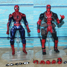 山口式毒液手办蜘蛛侠玩具玩偶公仔周边死侍金刚狼模型人偶可动 蜘蛛侠+死侍 国产高约16cm