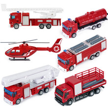 爸爸妈妈消防车玩具 1:32云梯车合金汽车模型玩具车儿童男孩女孩宝宝惯性车儿童玩具6只装28063