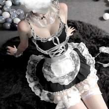 长夜漫漫性感女仆装日系sm角色扮演调教套装COS厨娘可爱蕾丝连衣裙子制服诱惑免脱睡裙情趣内衣成人用品 赠礼包（跳疍+润滑油）