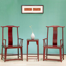 仙都森木 红木家具血檀【学名：染料紫檀】官帽椅新中式实木椅子太师椅办公椅客厅休闲椅 素官帽椅三件套