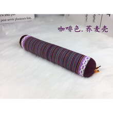 决明子小圆枕头颈椎枕棒荞麦皮护颈枕脊椎修复反弓硬器圆柱枕 咖啡色荞麦壳