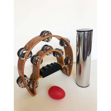 乐器金属砂筒不锈钢铁沙筒沙筒、乐队沙锤伴奏 铃鼓 木纹色铃圈+大沙筒+沙蛋