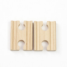 木制轨道木质磁力轨道车小火车积木拼装儿童玩具木头配件 2个双凹短直 官方标配