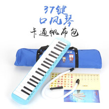孔声口风琴37键初学者学生课堂教学演奏用32键成人练习演奏课堂教学乐器口风琴 KS-37键卡通帆布包-蓝色