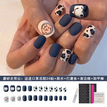 网红美甲贴片假指甲穿戴甲片社会可拆卸短款甲片成品学生ins派对 磨砂史努比 赠送【胶水+果冻胶+打磨条+酒精棉】