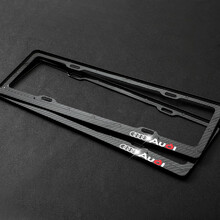 适用奥迪车牌架A1 A3 A4L A6L A7 A8 Q2L Q3 Q5 Q7碳纤改装牌照框 奥迪标碳纤覆膜款（一对）