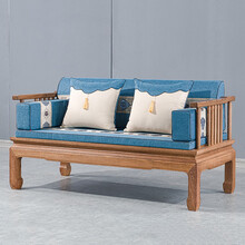 寻古红木家具非洲鸡翅木（学名：非洲崖豆木）沙发全实木新中式客厅原木布艺转角沙发椅组合Q 双人座/长沙发