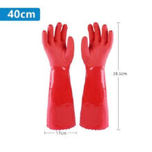 洗车手套加绒洗车手套橡胶防水洗碗手套一体绒防水加绒加厚保暖胶皮乳胶塑胶洗车家务手套耐用 北欧粉/*一体绒45CM 一双装*不够用