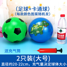 小孩玩的皮球 充气球儿童玩具拍拍球小皮球西瓜球幼儿园弹力小篮球按摩球球类MSY 2个大号(足球 +卡通球) 送气筒1个