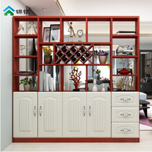 迪斯普麦 进门玄关柜欧式隔断客厅简约鞋柜实木质现代门厅一体酒柜双面屏风 四门+三抽（苹果木配白） 组装