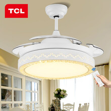 TCL 吊扇灯 隐形 风扇灯饰 LED餐厅客厅现代北欧灯饰灯具  北欧风格白色 D-42寸三色变光36W送遥控/变频款自动调速节能