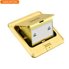 GARLINTON全铜防水五孔地插座 120型隐藏式电话电脑网络地板插5孔地面插座 双网络