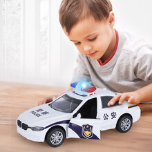 逗乖比 玩具车宝马警车汽车模型合金仿真车模回力小汽车男孩儿童宝宝玩具车