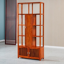 苏汀小镇红木家具非洲花梨（学名：刺猬紫檀）实木博古架中式书架展示柜多宝阁隔断柜置物架古董架陈列柜O 单个:长90*宽32*高198cm
