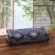 寻梦鸟 颈椎枕 可调节高度荞麦安神助睡眠保健护颈枕成人长条形带枕套纯棉老人舒适花草枕 小碎花蓝逸林 折叠高15cm长50cm 展开高5cm长50cm