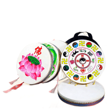 曲漾50萨满鼓跳大神鼓二神鼓文王鼓请鼓配有鼓鞭羊皮鼓手抓鼓单面鼓 43cm彩绘鼓面+彩带鼓鞭+鼓包