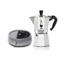 比乐蒂Bialetti 摩卡壶 手冲咖啡壶意大利进口家用意式浓缩滴滤经典八角壶 6杯份+电陶炉（灰色）