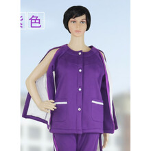 秋冬加厚男女手术病人护理上衣易穿脱病号服卧床老人瘫痪衣服 拉链款-双层加厚绒紫色上衣 女L