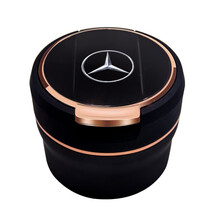 奔驰C级E级A级S级GLC260L/GLA/GLE车载烟灰缸带灯有盖汽车内用品 小号【哑光黑】