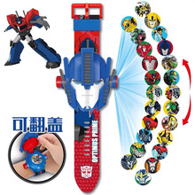 儿童玩具手表宝宝幼儿女孩3-6岁男孩艾莎公主奥特曼卡通投影发光手表 擎天柱24投影【送电池+螺丝刀】