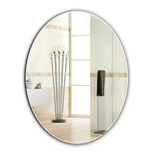 澳橙 浴室镜子 壁挂斜边椭圆形卫生间挂墙镜子浴室镜梳妆台洗脸盆镜子粘贴玻璃镜 圆边椭圆50*70【可粘贴可壁挂】 简单简约