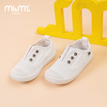 m1m2童鞋新疆棉女童帆布鞋幼儿园室内鞋室外小白鞋男童儿童白布鞋小学生鞋子春季一脚蹬M20566 白色 31码/适合脚长19cm