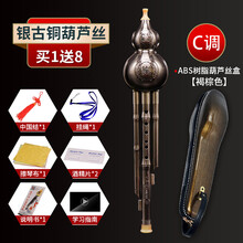 葫芦丝初学入门C调降B调葫芦笛耐用好吹演奏民族乐器 可刻字 银古铜葫芦丝C调+树脂褐棕盒+配件